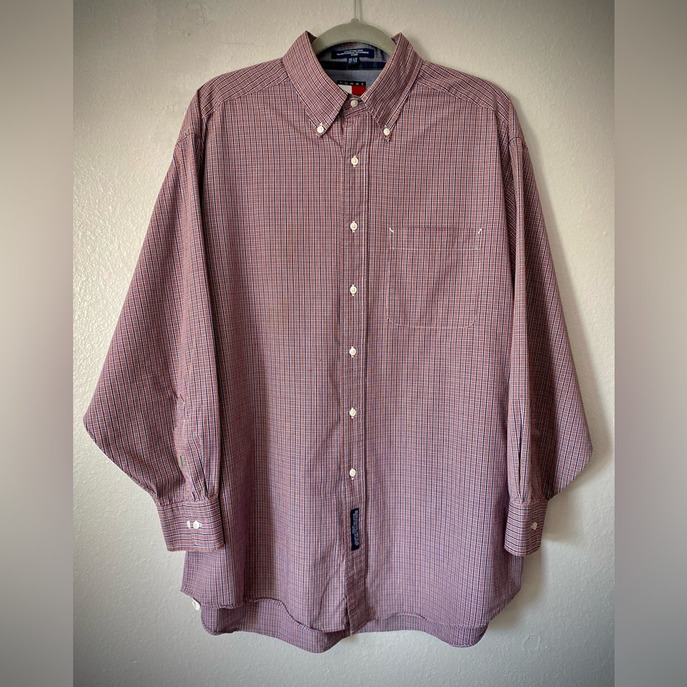Tommy Hilfiger Men’s Plaid Cotton Shirt size 16-1/2 (32-33)